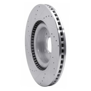 Genesis G80 Brake Rotor (1) - Front Right - R1 Concepts - Drilled & Slotted - Silver - `18-`20